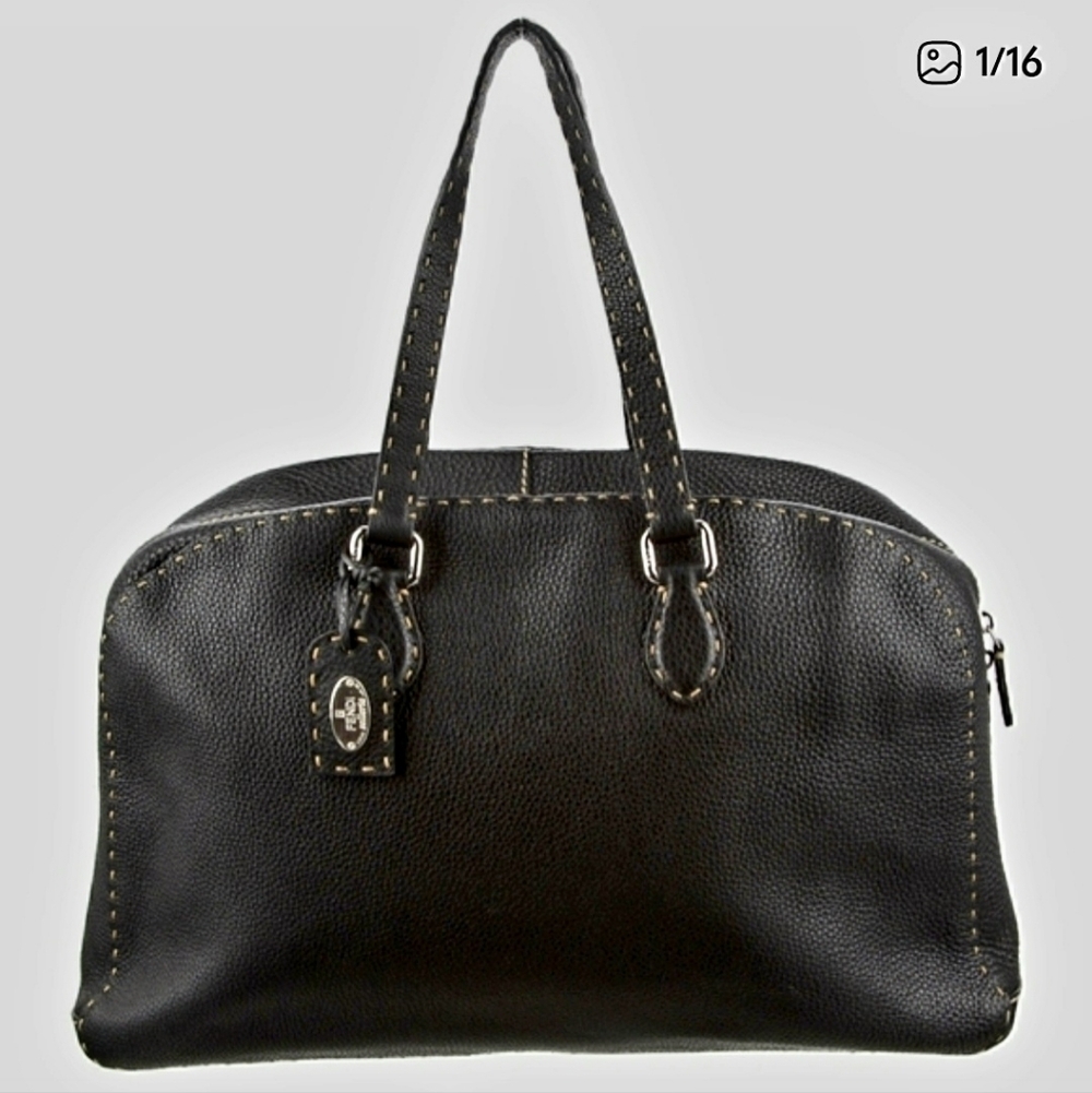 FENDI Selleria Black Leather Tote Bag - Picture 2 of 16